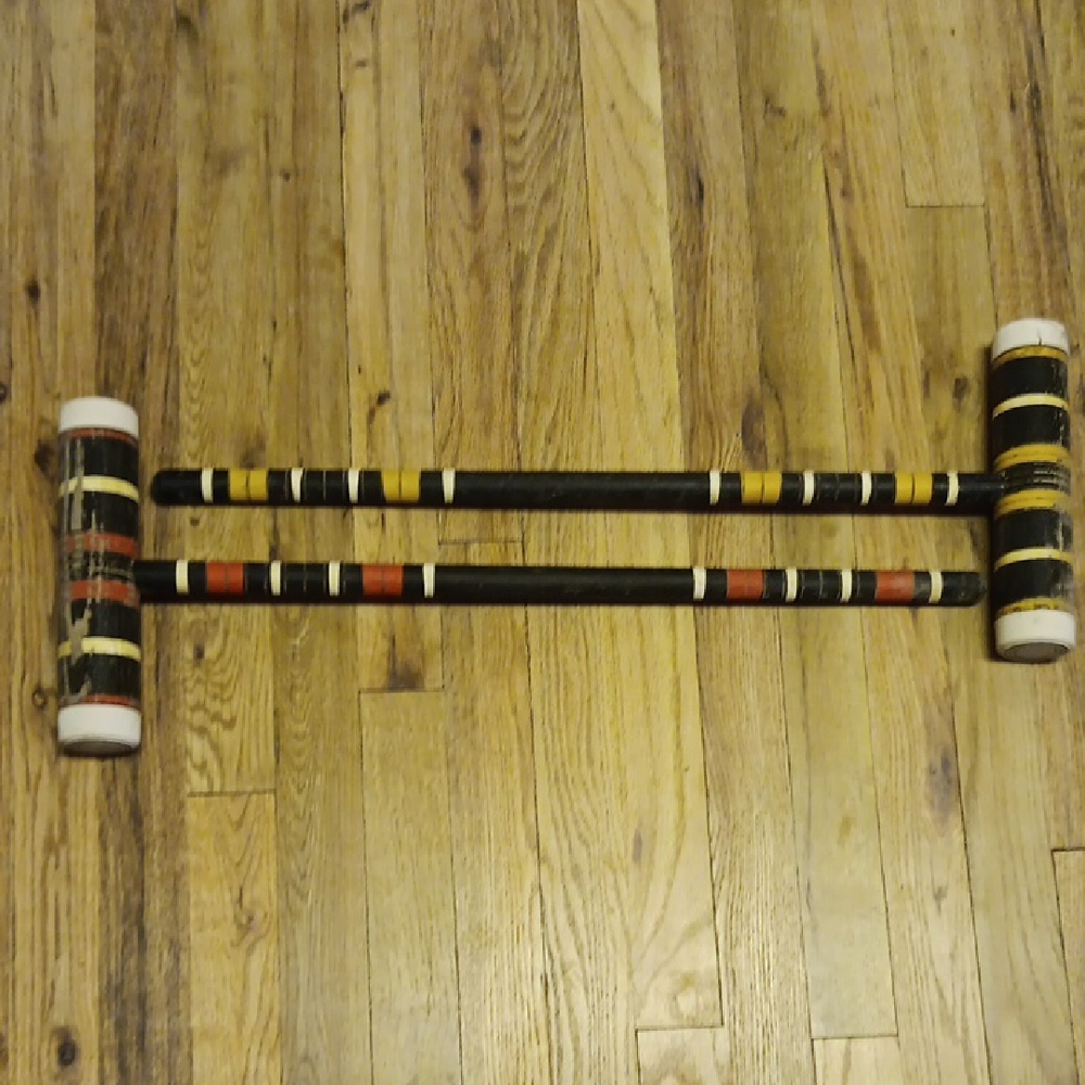 Unusual Blue vintage Croquet Mallets